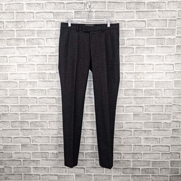 The Kooples Men's Fitted Flat Front Dress Pants in Black Charcoal Size 48 - Picture 1 of 9